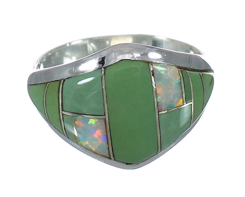 Silver Turquoise And Opal Southwestern Ring Size 5-3/4 YX82551